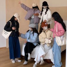 批发实拍2024新款闺蜜羽绒棉服女韩版立领宽松短款小个子加厚棉衣女