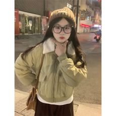 批发实拍可脱卸领羽绒棉服女冬季2024年新款韩版百搭加厚棉衣棉袄<b class='q'>外套</b>
