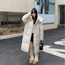 批发实拍长款羽绒棉服女可拆卸连帽韩版宽松港风过膝面包服棉衣款