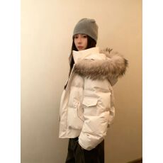 批发羽绒棉服女2026年冬季新款韩版宽松小个子短款连帽毛领派克服棉衣