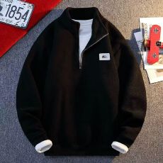 批发330克索罗娜毛衣男士韩版宽松翻领简约针织衫ins高级纯色套头上