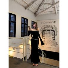 批发【随心裁面料辣妹性感纯欲露肩<b class='q'>连衣裙</b>女冬长款包臀御姐轻熟鱼尾裙