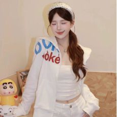 批发薄款 对位印花+整件压线 后包领【纯棉华棉复合】卫衣女