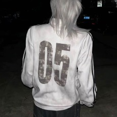 批发美式复古水洗喷脏做旧卫衣男<b class='q'>女</b>春秋季街头立领<b class='q'>夹克</b>外套视觉系上衣