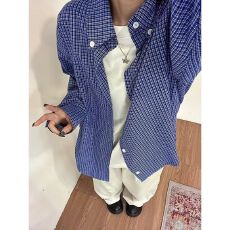 批发复古格纹<b class='q'>格子</b>衬衫慵懒风男女宽松高级感春季新款外套