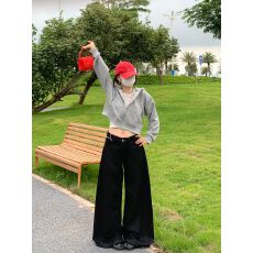 批发仿棉华棉复合牛奶丝310克 后包领白金拉链短款卫衣外套女空白光板