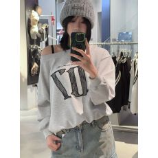 批发【斜领】曼巴棉300克 后包领彩色内外同色印花长袖宽松套头卫衣女