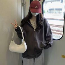 批发仿棉华棉复合牛奶丝310克 全消光后包领拉链连帽卫衣空白光版