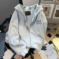 批发<b class='q'>纯棉</b>华棉复合薄款320克/加绒420克布面+手感印花<b class='q'>开衫</b>格子外套女