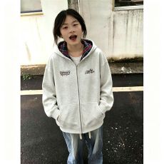 批发<b class='q'>纯棉</b>华棉复合薄款320克/加绒420克布面+手感印花<b class='q'>开衫</b>格子外套女