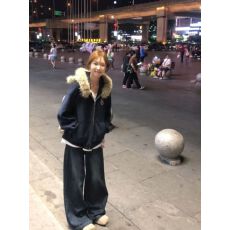 批发【华棉毛绒耳朵可爱连帽卫衣女秋冬INS加绒拉链外套开衫百搭韩版