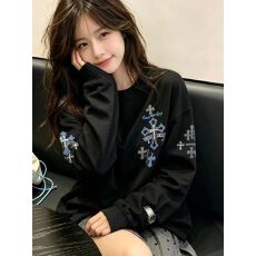 批发袖子有螺纹<b class='q'>长袖</b><b class='q'>T</b><b class='q'>恤</b>21支纯棉220克棉后包领】新款圆领印花上衣