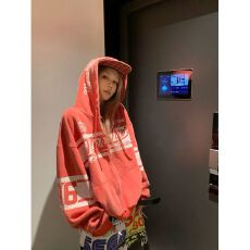批发美式复古字母印花连帽水洗做旧纯棉面宽松百搭秋冬连帽<b class='q'>开衫</b><b class='q'>卫衣</b>