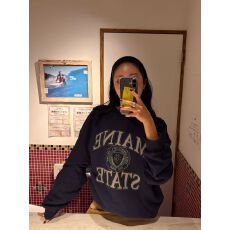 批发纯棉华棉复合薄款320克/加绒420克布面+手感<b class='q'>印花</b>宽松圆领卫衣女