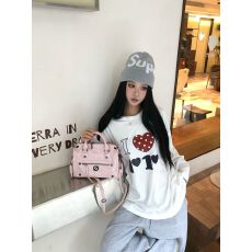 批发高质量纯棉200克21支精梳精密<b class='q'>印花</b>秋季宽松长袖T恤女