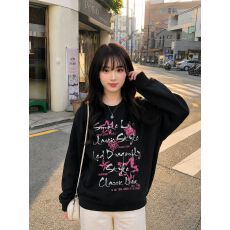 批发华棉复合<b class='q'>印花</b>圆领卫衣女，薄款+加绒