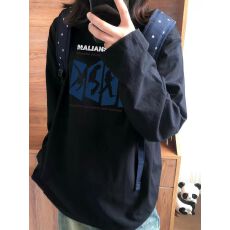 批发高质量纯棉200克21支精梳精密印花秋季宽松<b class='q'>长</b>袖<b class='q'>T</b><b class='q'>恤</b>女