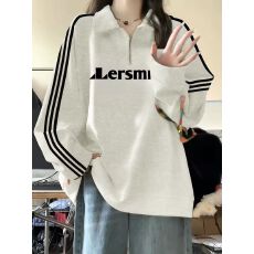 批发高质量纯棉200克21支精梳精密印花秋季宽松<b class='q'>长</b>袖<b class='q'>T</b><b class='q'>恤</b>女