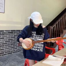 批发【斜领】曼巴棉300克 后包领彩色内外同色印花长袖宽松套头<b class='q'>卫衣</b><b class='q'>女</b>