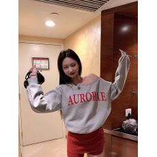 批发【斜领】曼巴棉300克 后包领彩色内外同色印花长袖宽松套头<b class='q'>卫衣</b><b class='q'>女</b>