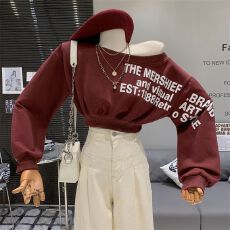批发仿棉华棉复合牛奶丝310克  秋季美式复古印花款一字肩长袖<b class='q'>卫衣</b><b class='q'>女</b>