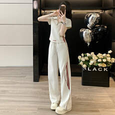 批发夏季穿搭套装2026新款韩系显瘦减龄<b class='q'>运动</b>休闲短袖阔腿裤两件套女