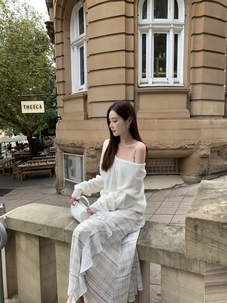 언밸런스 체크 러플 원피스 상세 이미지 9
