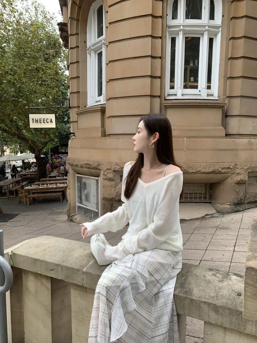 언밸런스 체크 러플 원피스 상세 이미지 10