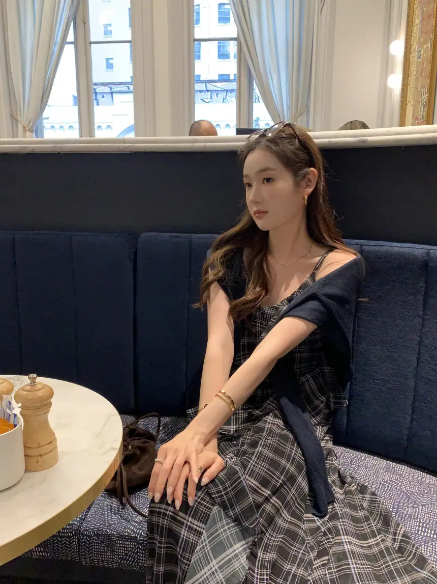 언밸런스 체크 러플 원피스 상세 이미지 23