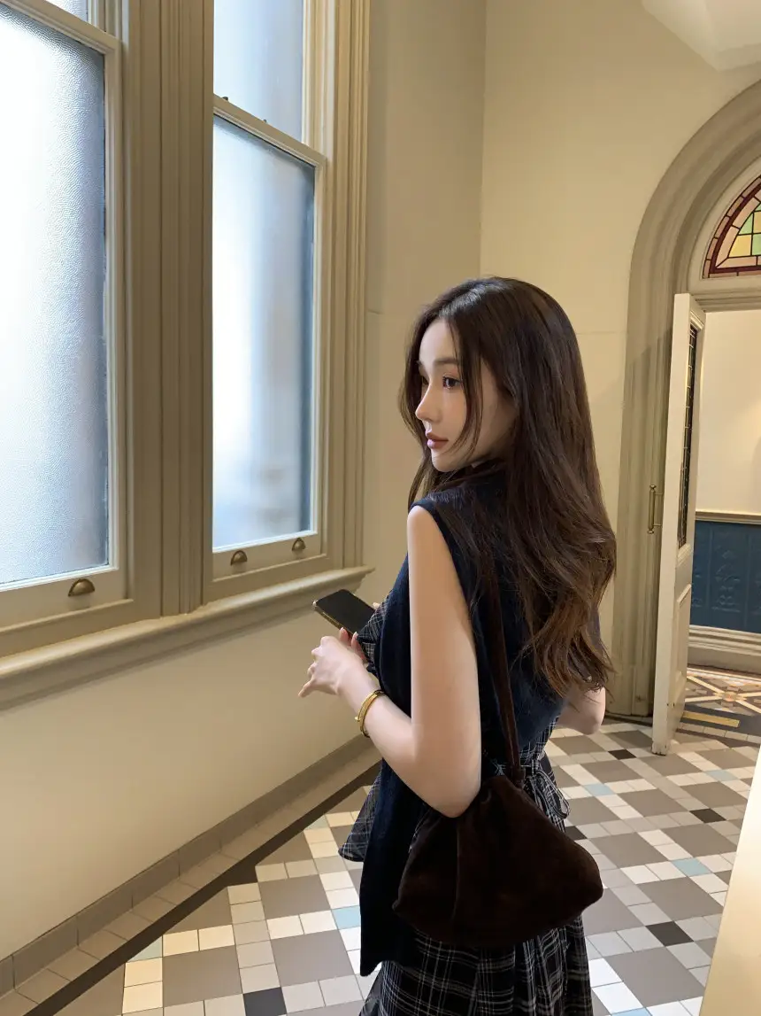 언밸런스 체크 러플 원피스 상세 이미지 29