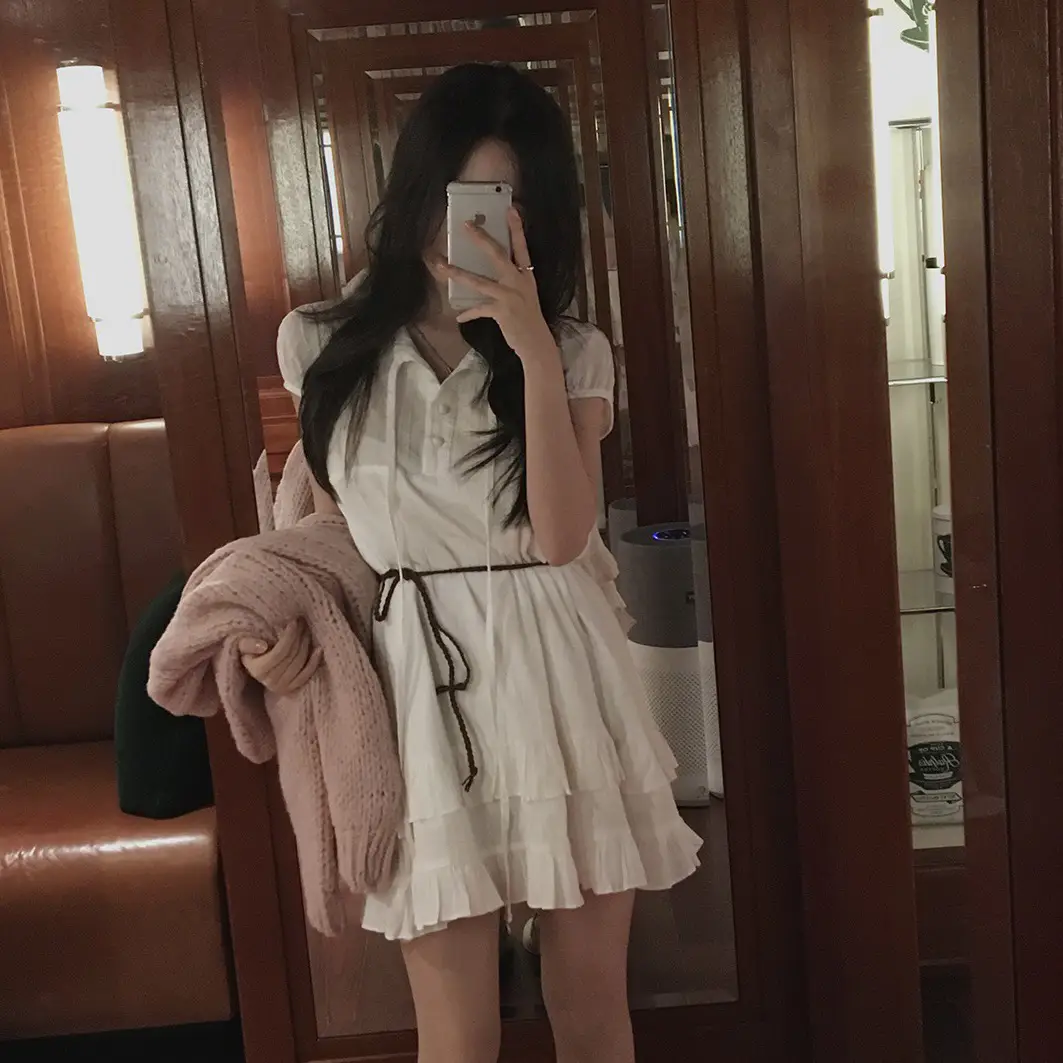 여성용 블라우스 스타일 캐주얼 원피스 상세 이미지 1