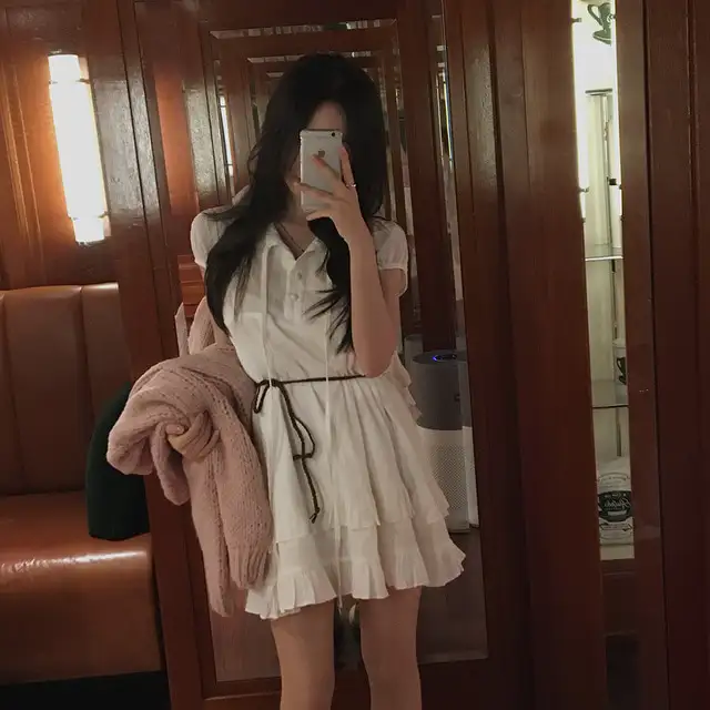 여성용 블라우스 스타일 캐주얼 원피스 상세 이미지 12