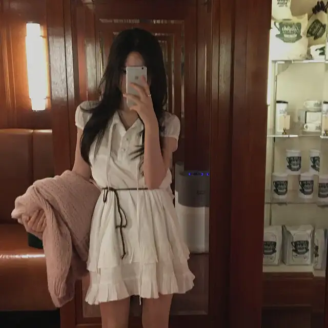 여성용 블라우스 스타일 캐주얼 원피스 상세 이미지 14