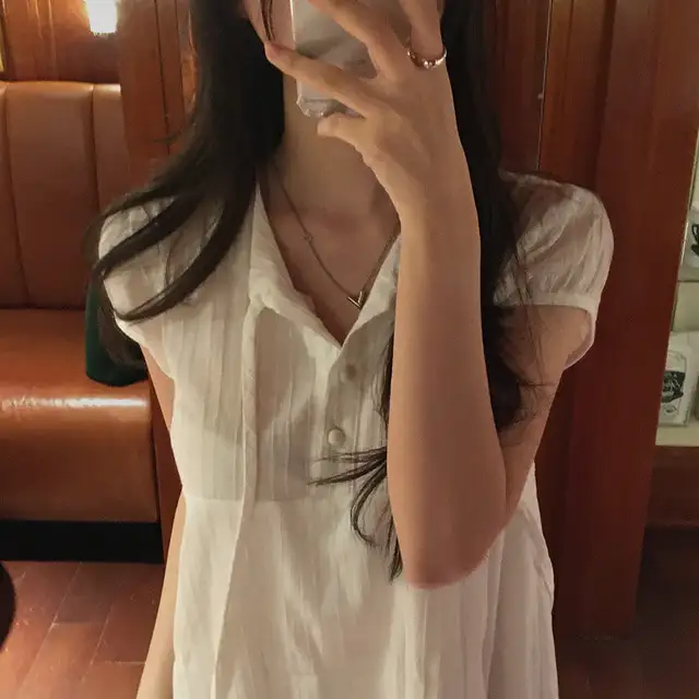 여성용 블라우스 스타일 캐주얼 원피스 상세 이미지 18