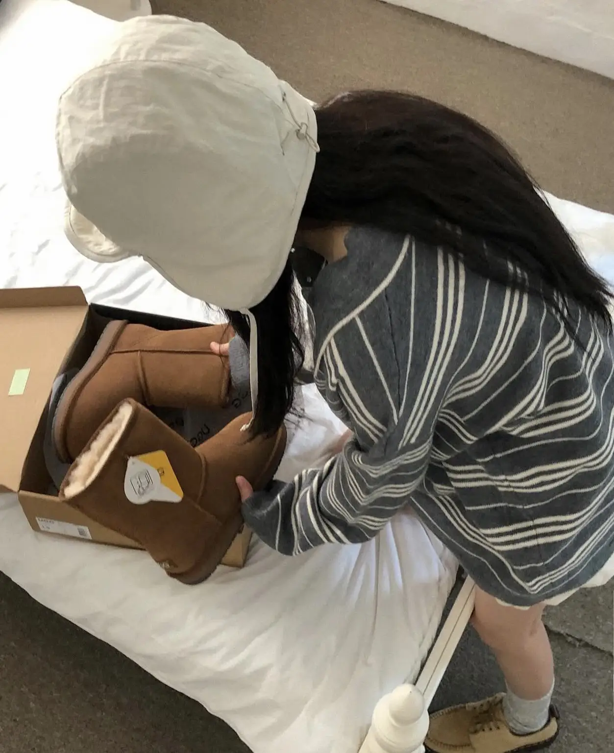 춘추 겨울 신상 폴로 넥 스트라이프 니트 조끼 상세 이미지 17