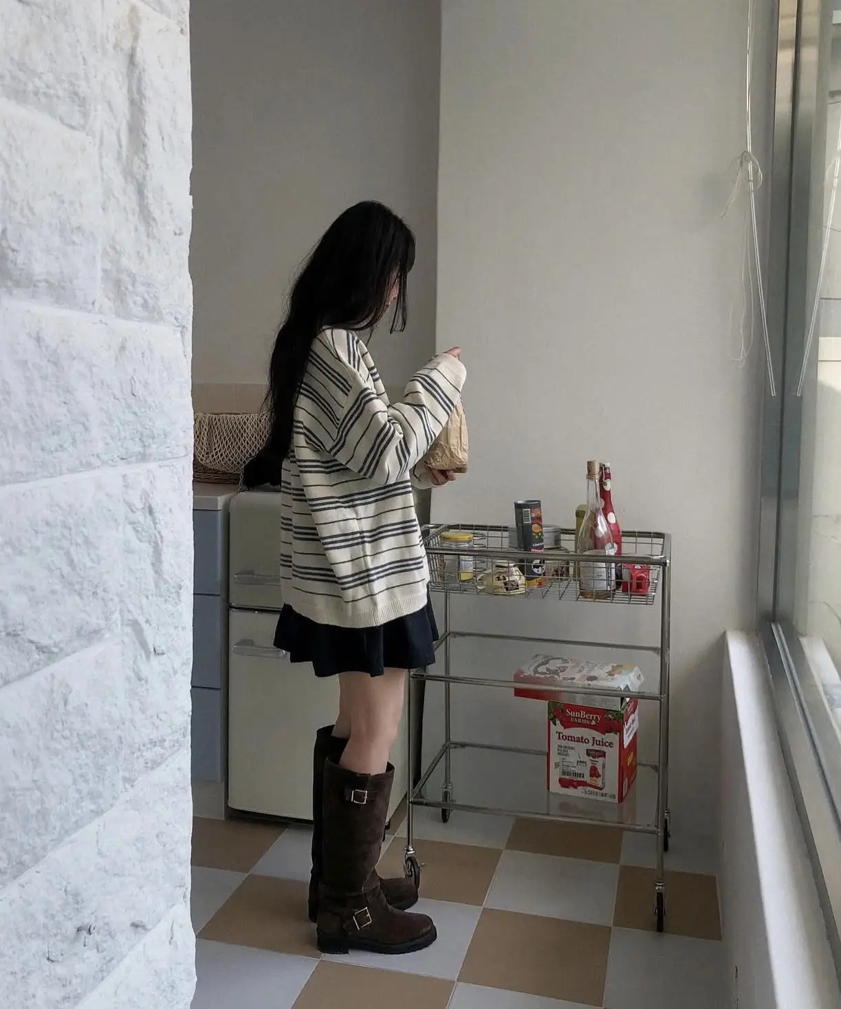 춘추 겨울 신상 폴로 넥 스트라이프 니트 조끼 상세 이미지 27