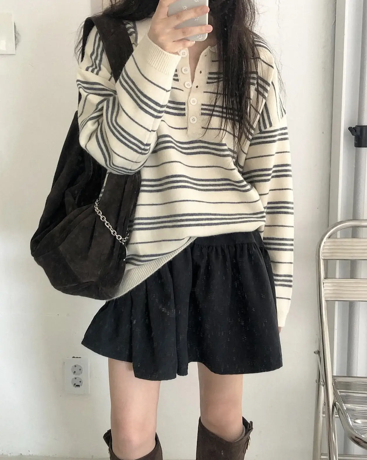 춘추 겨울 신상 폴로 넥 스트라이프 니트 조끼 상세 이미지 30