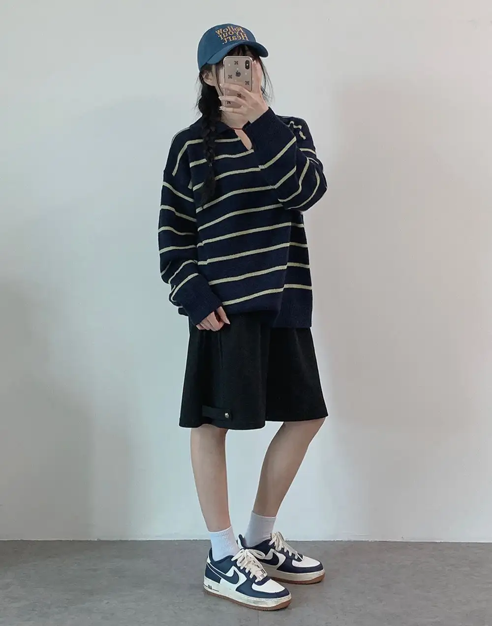 크림색 블라우스 스타일 니트 셔츠 상세 이미지 14