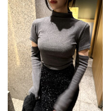 批发<b class='q'>韩国</b>chic早春新款ins半高领设计感显瘦百搭长袖衫