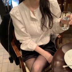 批发<b class='q'>韩国</b>chic早春新款ins甜美蕾丝边长袖衬衫