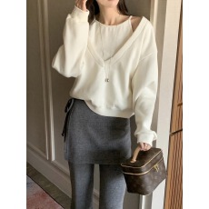 批发韩国chic早春ins吊带背心＋V领<b class='q'>T</b><b class='q'>恤</b>卫衣两件套