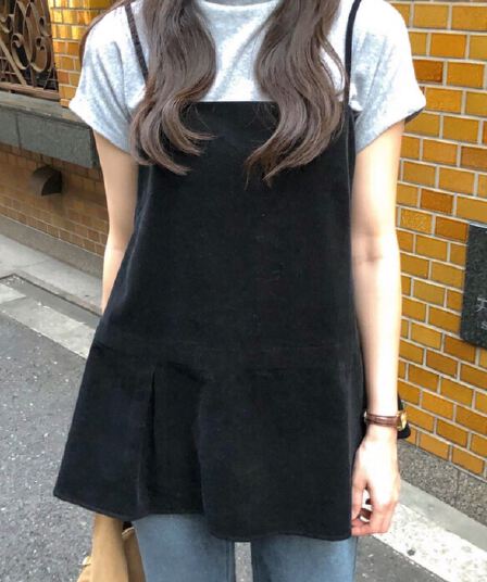 있음 선적 한국 chic 봄 새로운 한 부서 달콤함 뒤로 레이스업 디자인 센스 슬립 드레스 셔츠