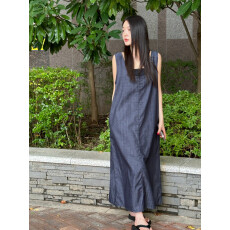 批发已出货尺码更新韩国chic夏季新款法式简约无袖宽松牛仔<b class='q'>连衣裙</b>