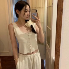 批发已出货尺码更新韩国chic夏季新款甜美U型针织<b class='q'>背心</b>吊带