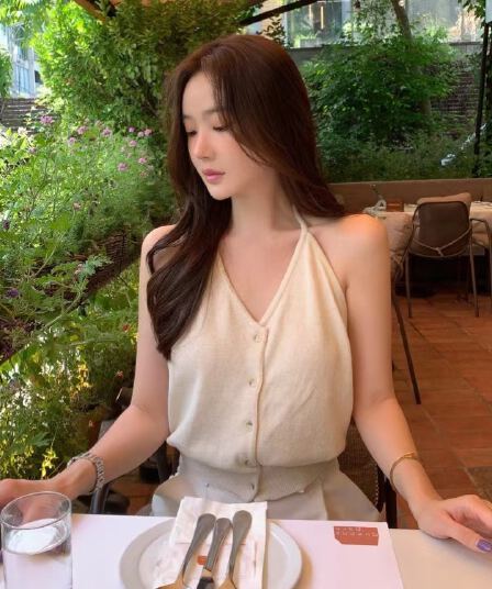 있음 선적 사이즈 업데이트 한국 chic 여름 새로운 행침 목 백리스 얇은 벨트 바늘 조끼 니트 스웨터