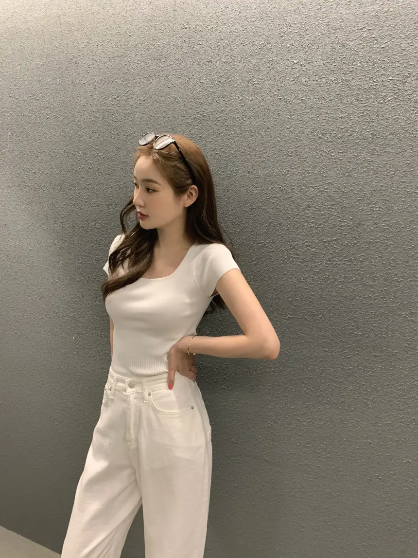여성용 슬림핏 단추 니트 셔츠 상세 이미지 6