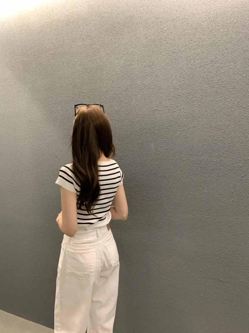 여성용 슬림핏 단추 니트 셔츠 상세 이미지 15