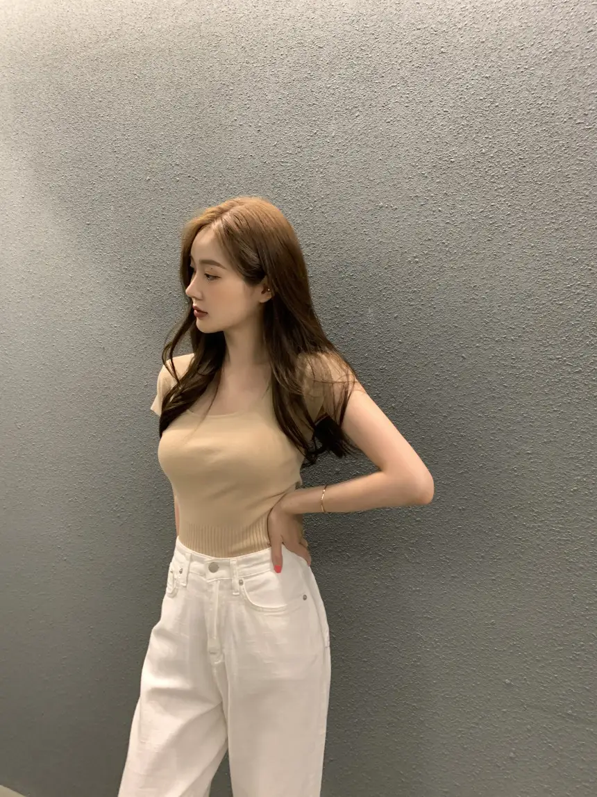 여성용 슬림핏 단추 니트 셔츠 상세 이미지 31