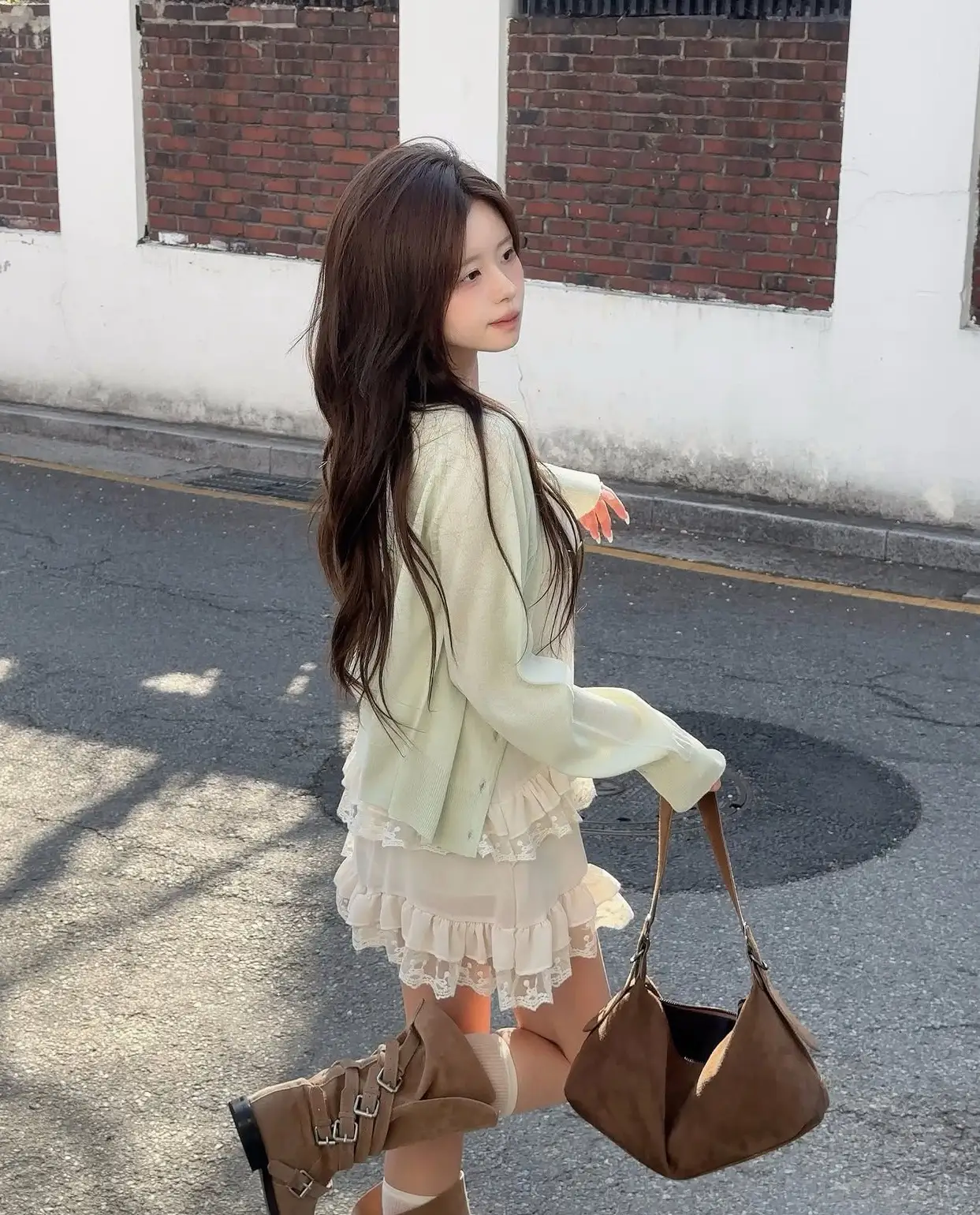 여성용 레이스 V넥 단추 스타일 원피스 상세 이미지 6