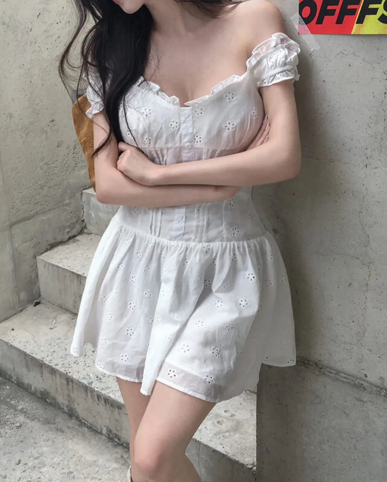 플라워 레이스 브라운 탑 원피스 상세 이미지 1